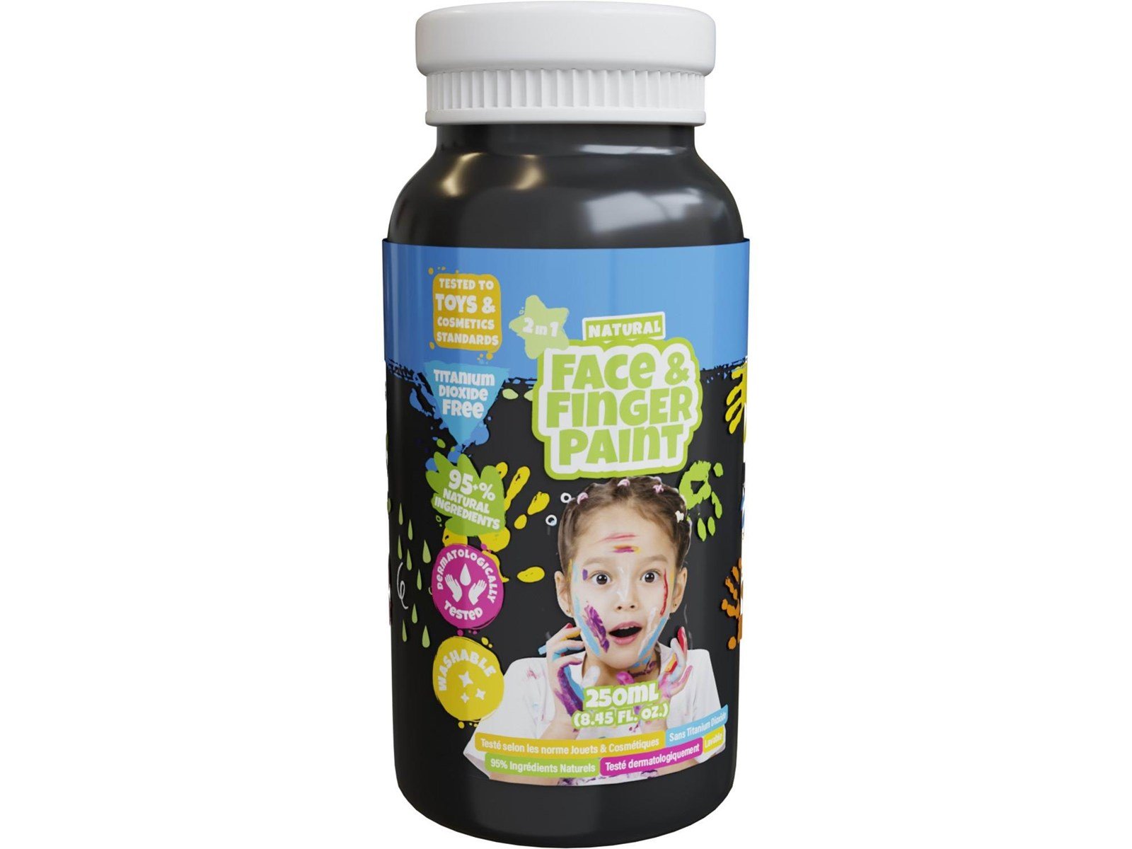 Boti Natural Face & Fingerpaint Bottle - Black 250ml Boti Natural Face & Fingerpaint Bottle - Black 250ml